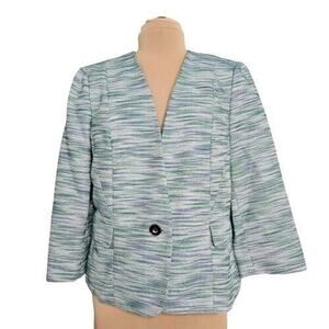 Kasper Blazer Womens Plus Size 14 Green Blue Lined Career Corpcore Academia